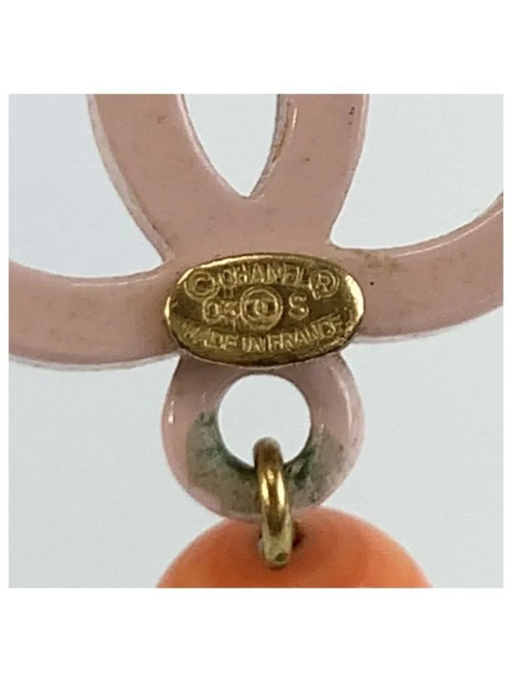 Chanel CC Logo Pink Gold Plated Plastic Earrings